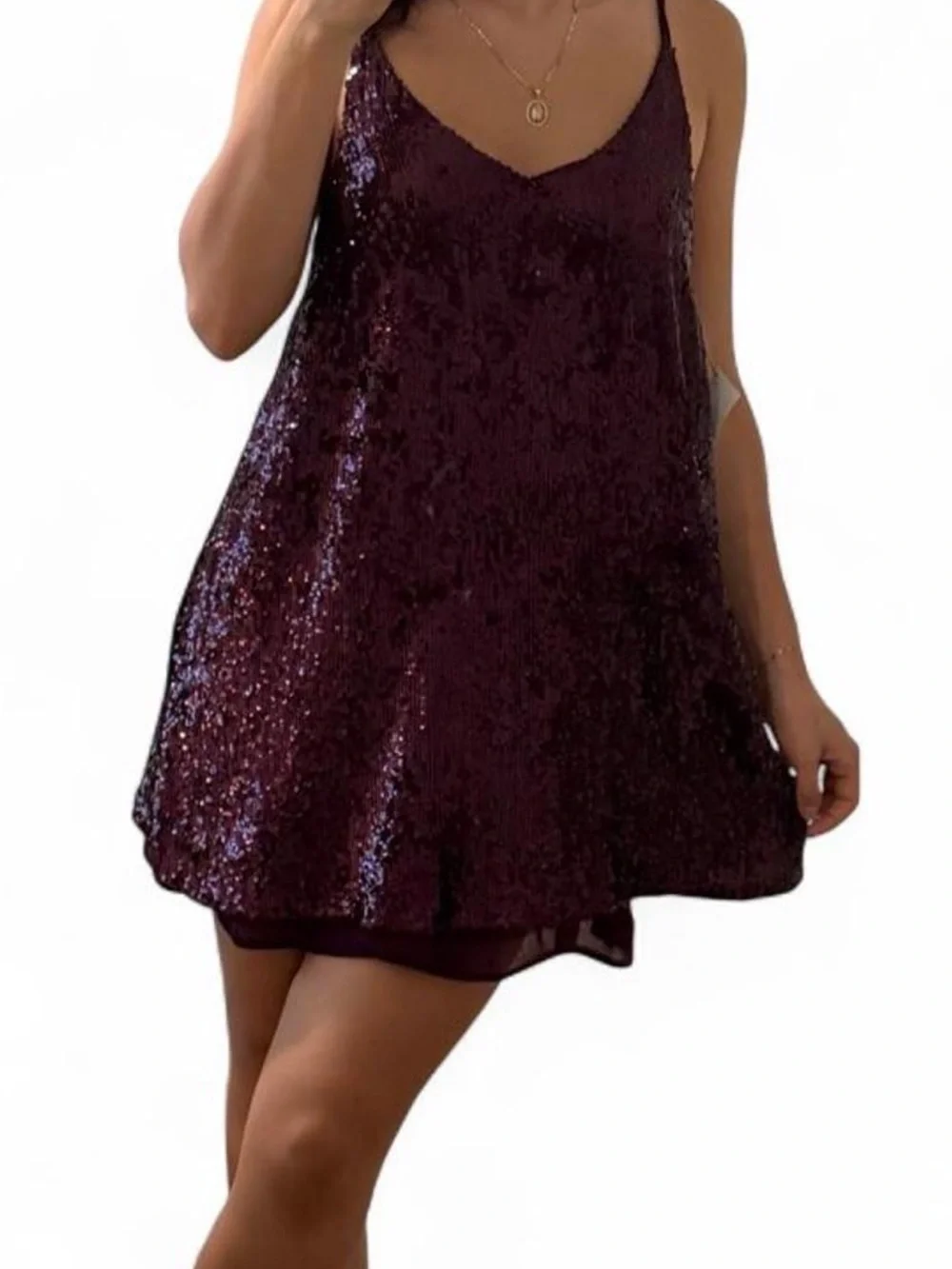 Free People Plum Sequin Mini Slip Dress